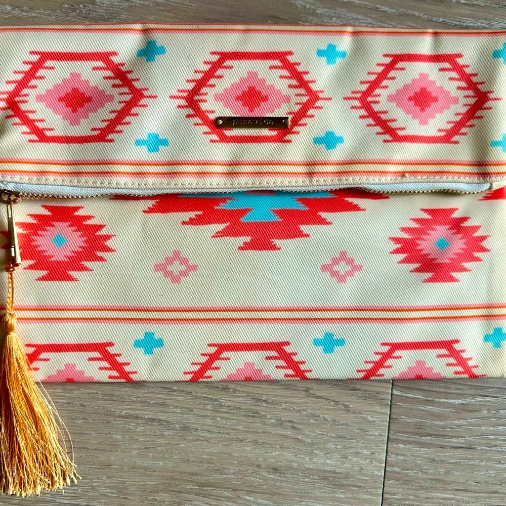 Pura Vida Geometric Pattern Clutch with Tassel